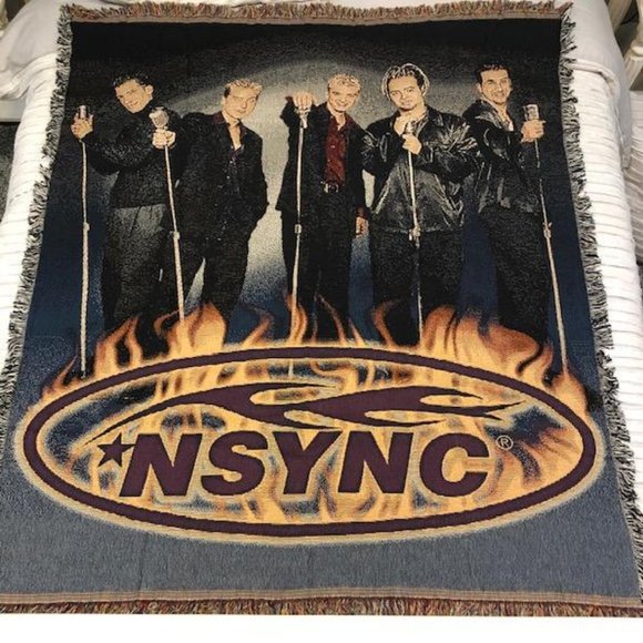 Bedding Vintage New Nsync Live Throw Blanket Afghan Highly